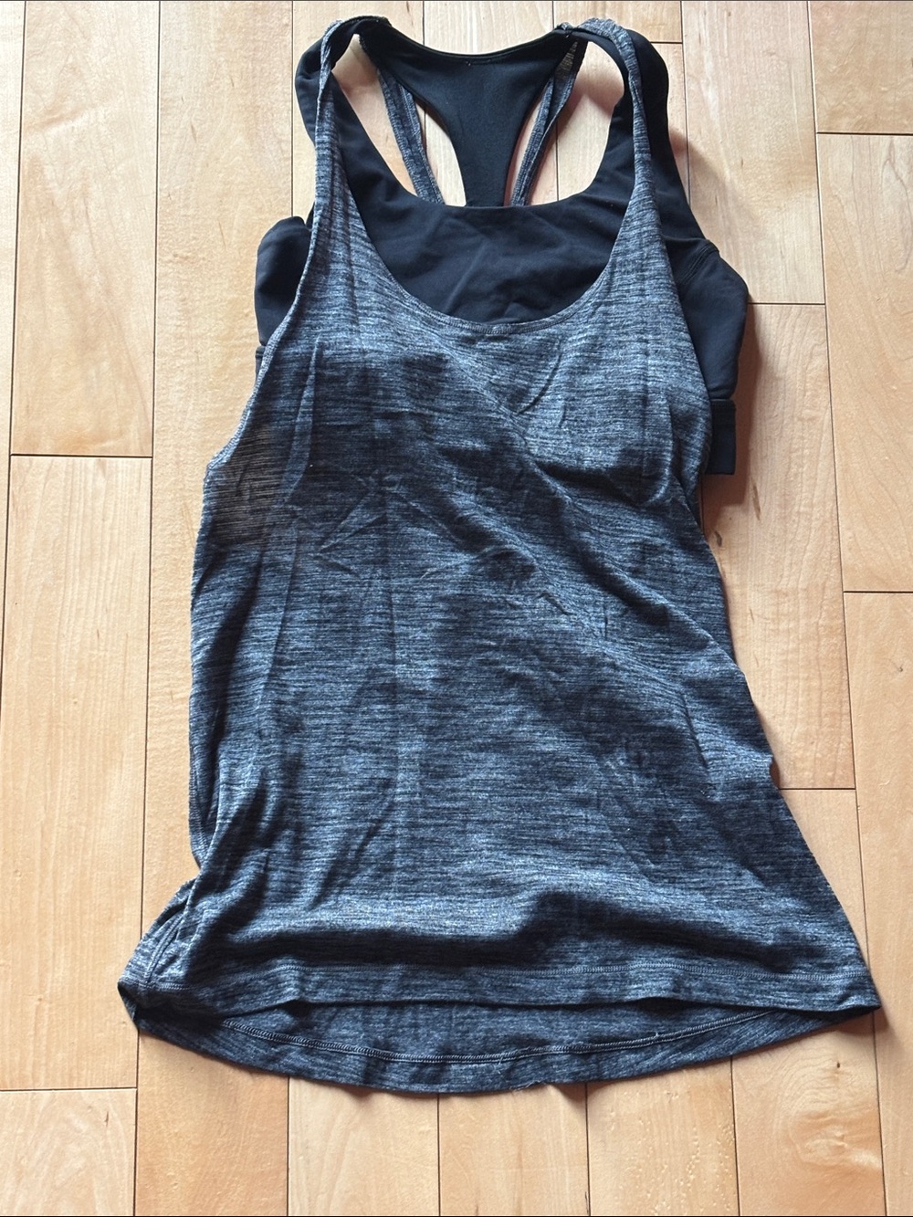 Women's Black Heather Racerback Tank Top/Sports Bra